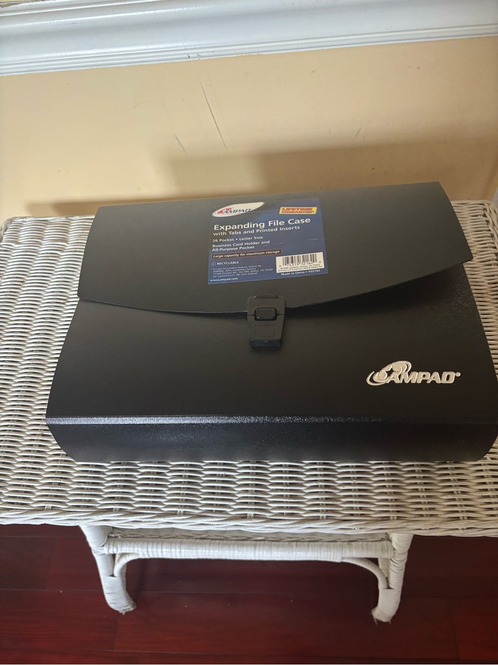 Black Expanding File Case with Secure Snap Closure